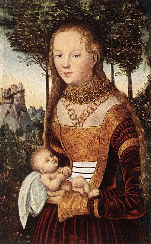 CRANACH, Lucas the Elder Young Mother with Child dfhd Norge oil painting art